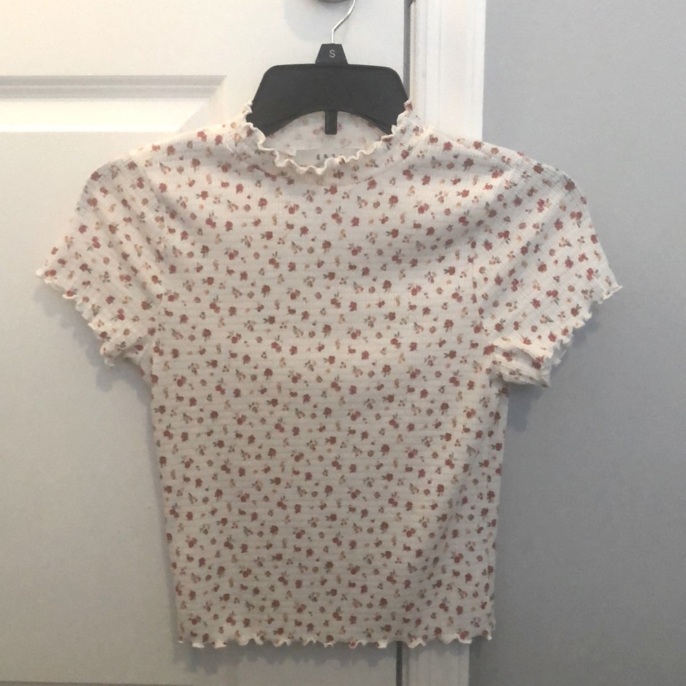 Floral Knit Shirt High Neck